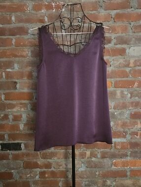 Satin Lace-Trim Camisole in Deep Purple